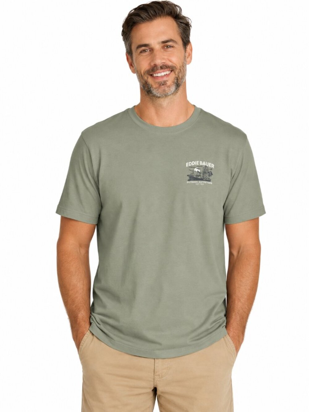Eddie Bauer Mens Graphic Tshirt Large Short Sleeve Crew Neck Casual Cotton Blend